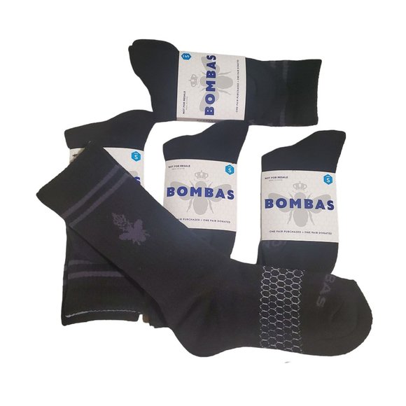 Bombas Accessories - Bombas Crew socks size small black performance footbed honeycomb stay up new
